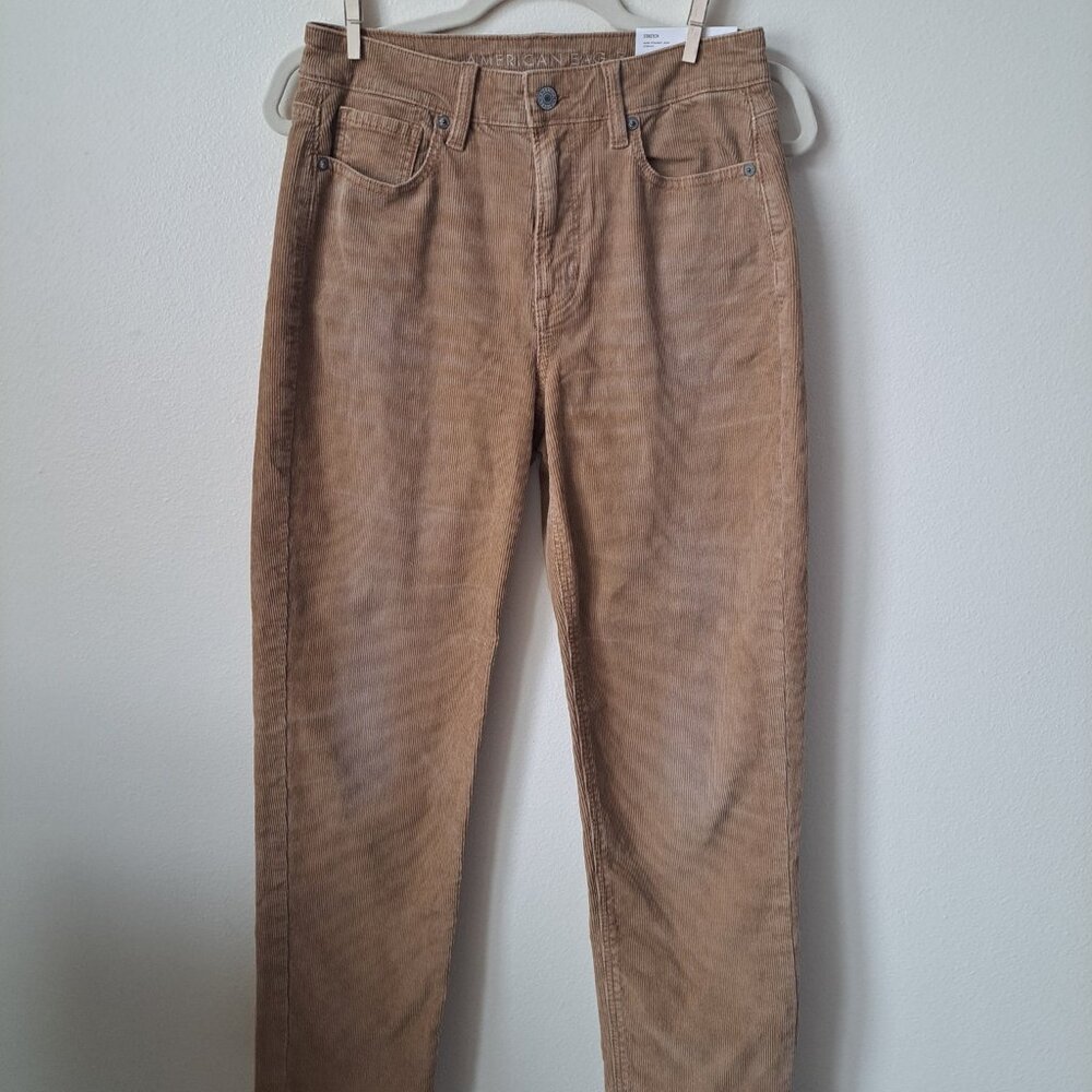 American Eagle Mom Straight Jeans Size 2 Tan Corduroy New With Tags